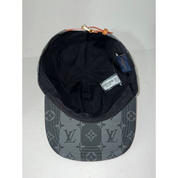 Louis Vuitton Nigo LV Made Black Grey Stripe Logo Sun Cap Baseball Hat 58cm M - Picture 8 of 9